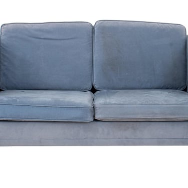 Borge Mogensen Style Blue Suede Upholstered Sofa