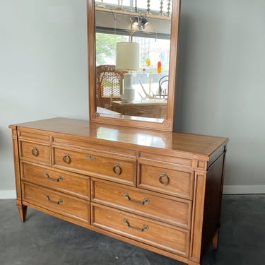 vintage mid century lowboy dresser + mirror by Thomasville