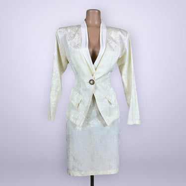 VINTAGE 1980s Brocade Skirt Suit 9/10 | Blondie & Me | 80s Power Suit | Wedding Outfit | Formal Dress Set | VFG 