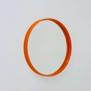 Space Age \Mid-Century Orange Round Mirrror, 1970s Germany 