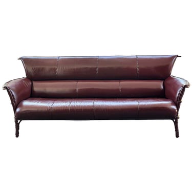 Burgundy Leather Sofa by Pacific Green