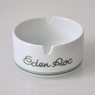 Hotel Du Cap Eden-Roc Porcelain and Green Ashtray, 1970s 