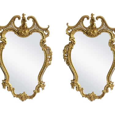 Pair of Early 20th Century Louis XV Style D'ore Bronze Mirrors
