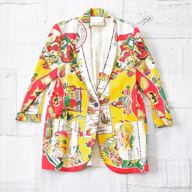 Vintage handmade patchwork Novelty blazer from 1970s era | Souvenir made in new mexico usa | 
