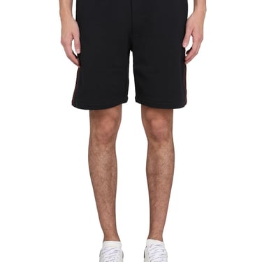 Alexander Mcqueen Men Bermuda Shorts With Selvedge Logo Band