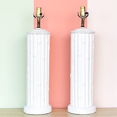 Pair of Faux Bamboo Column Lamps