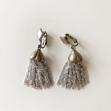 Vintage 1960s Sarah Coventry Jelly Fish Chain Fringe Earrings 