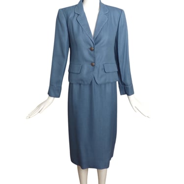 OSCAR DE LA RENTA- 1980s Blue Skirt Suit, Size 8