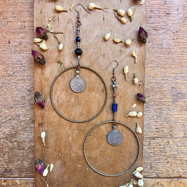 Handmade Large Circle Earrings Elaborate Hoops Bohemian Jewelry One of a Kind Gifts 