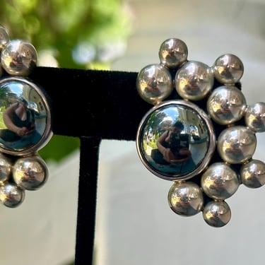 Sterling Silver Bubble Clip On 925 Alicia T0-4O Mexico Vintage Retro Jewelry 