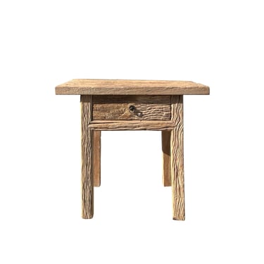 Natural Wood Minimalistic Rough Grain Wood Side Table Pedestal ws4469E 