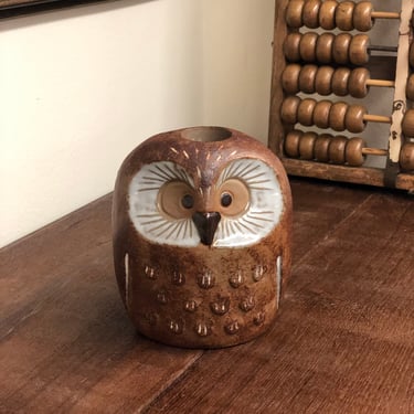 Vintage mid century modern owl candlestick holder 