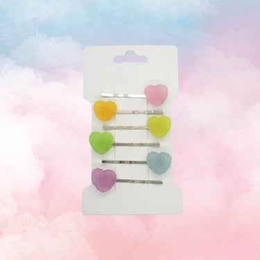 Rainbow Heart Candy Hair Clip Set Pastel Kawaii Candies Bobby Pin Clips 