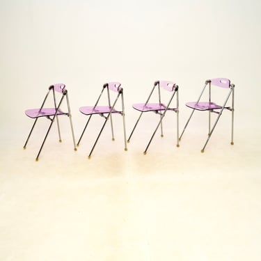 Set of Four Vintage Italian Folding Dining Chairs by Giancarlo Piretti for Castelli