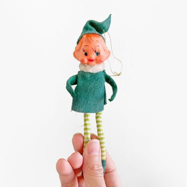 Vintage Knee Hugger Pixie Elf Ornament Christmas Decor 