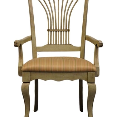 NICHOLS & STONE Cream / Off White Shabby Chic Country French Style Sheaf Back Dining Arm Chair 440-83 