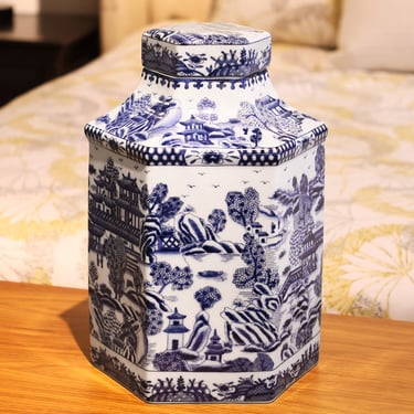 Ethan Allen Hexagon Chinoiserie Jar