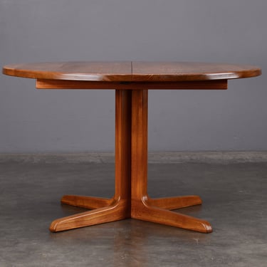 4ft+ Solid Teak Dining Table Round to Oval Danish Modern 