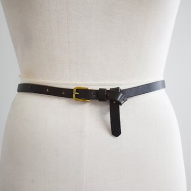 1980s Dark Brown Skinny Leather Belt 