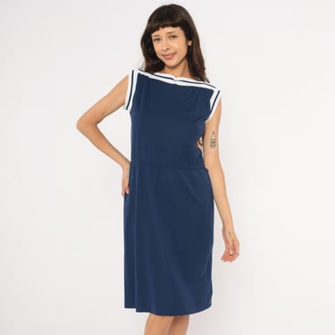 Vintage Nautical Dress / White Sailor Collar Button Up | Smock Walker  Vintage - Minneapolis, MN | ATTIC