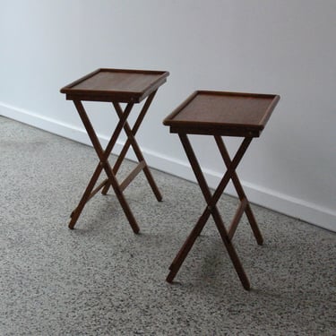 Danish Inspired Teak Tray Table // Folding Table // TV Table (Set of 2) 