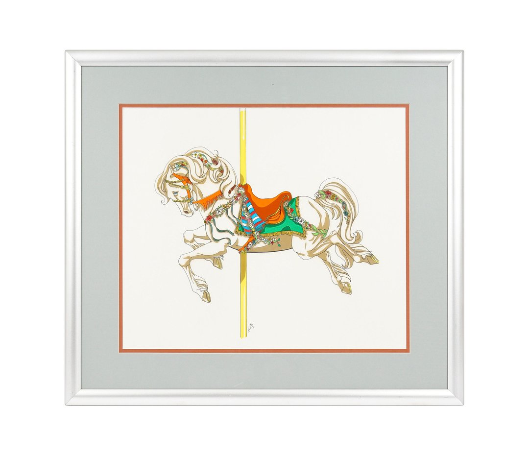 Nancy H. Strailey Carousel Horse Painting on Paper Mixed Media