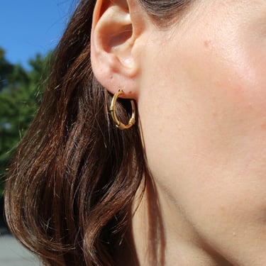 Beautiful Vintage 18K Gold Embellished Hoop Earrings