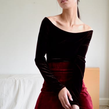 velour off the shoulder stretch top 