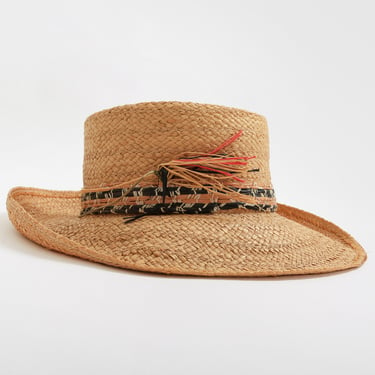 50s Italian raffia hat | Vintage 1950s natural genuine raffia straw Italian sun hat 