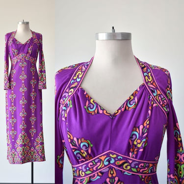 1970s Purple Maxi Dress 