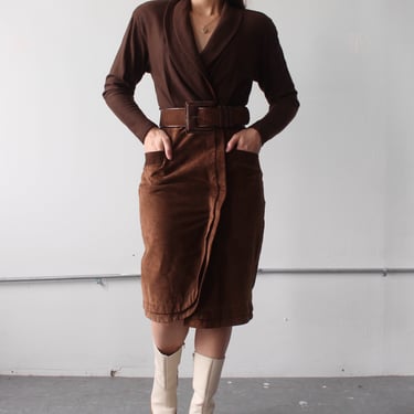 Vintage Chocolate Wool/Suede Dress