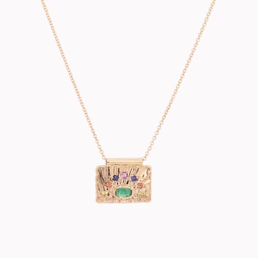 Textured Emerald Earth Love Necklace