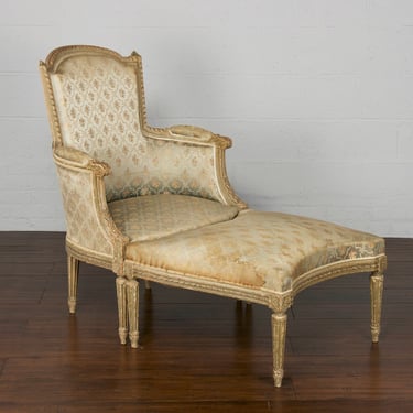 19th Century Louis XVI Style Painted Duchesse Brisee Chaise 