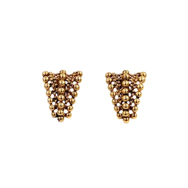 Gold Triangular Ball Clip Earrings 