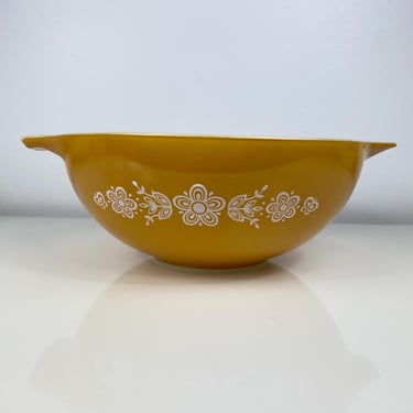 Vintage Pyrex 1970's Butterfly Gold Cinderella Mixing Bowl | 4 QT Bowl #444 | Pyrex Vintage Golden Butterflies | White and Gold Nesting Bowl 