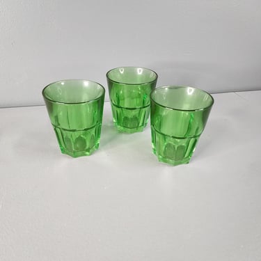 Set of 3 Green Drinking Glasses 