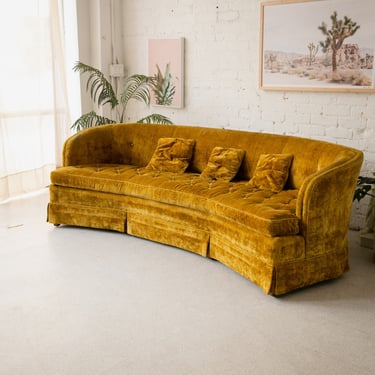 Vintage Mustard Gold Velvet Sofa