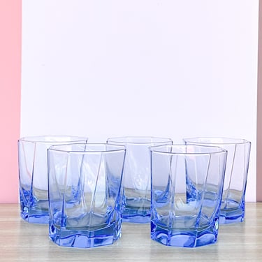 Set of Four Blue Rocks Glassware