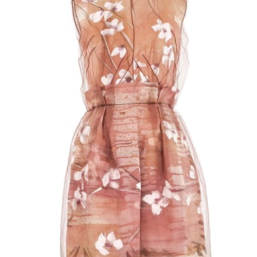 2008 Dolce & Gabbana Hand Painted Floral Silk Organza Dress