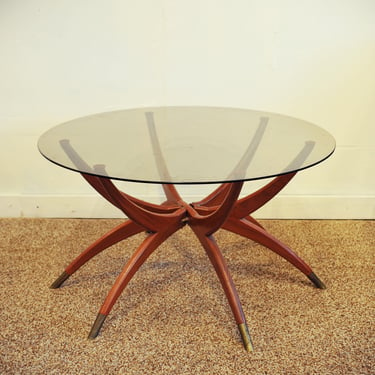 Vintage MCM Spider Legs Coffee Table with a Glass Top
