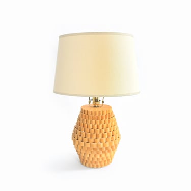 Vintage MID CENTURY MODERN woven wood lamp 