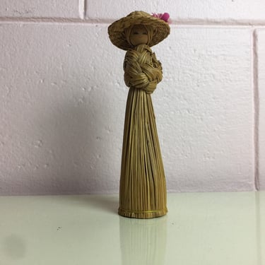 Vintage 1980s Corn Husk Folk Art Doll by Pier 1 Imports 