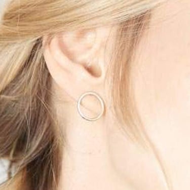 Colleen Mauer | Circle Post Earrings | Gold + Silver