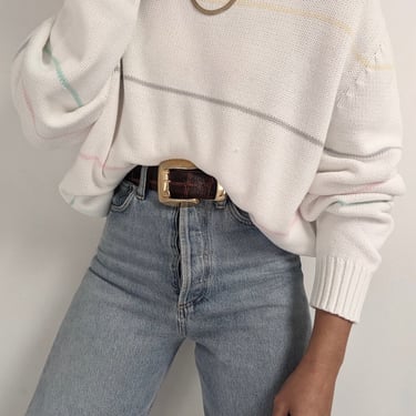 Vintage Pastel Striped Cotton Sweater