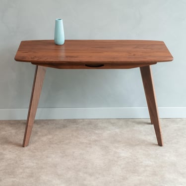 Writing Desk Handmade in Walnut, With Drawer, Midcentury Modern Style "Bela Desk" 