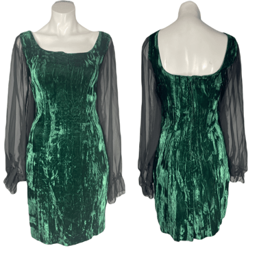 1990's Crushed Velvet Contempo Casuals Dress Size S