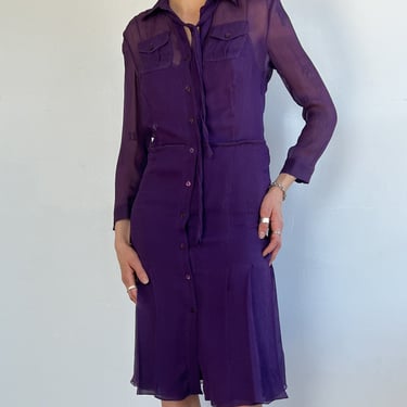 Prada Violet Silk Pleated Dress (M)