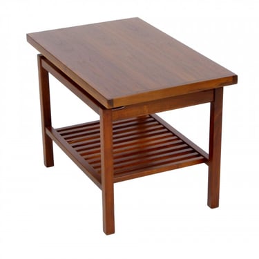 1960s Walnut Side Table with Shelf