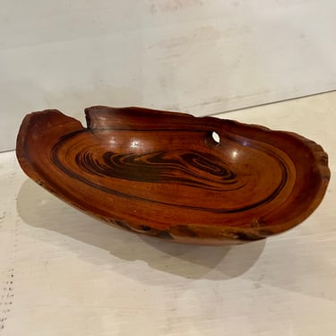 Mid Century Modern Solid Rosewood Hand Carved Catch It All Freeform Bowl