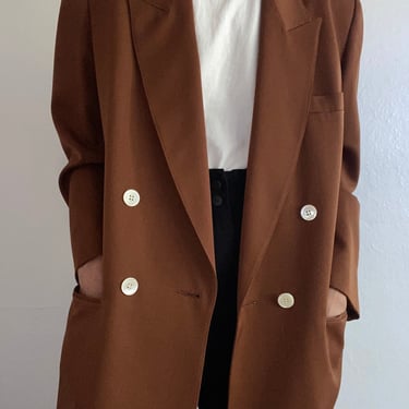 vintage rust wool double breasted blazer jacket / minimalist wool coat 